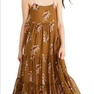 Madewell Metallic Corsage Tiered Midi Dress